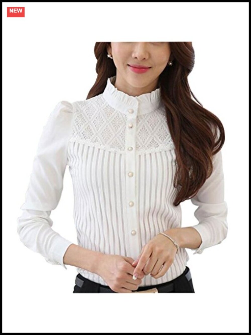 Vintage Victorian Pleated Button Down Long Sleeve Stretch Chiffon Blouse